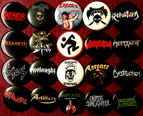 Vista 3 de Thrash metal 20 botones NUEVO 1" pulgadas (0.984 in) pines insignias, Metal