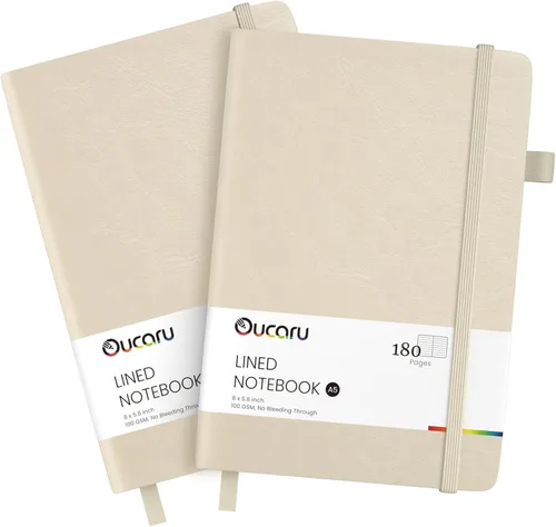 Vista 42 de Oucaru Cuaderno rayado, paquete de 4, 180 páginas, diarios A5 para escribir, papel grueso de 100 GSM, cuadernos pequeños diarios para mujeres