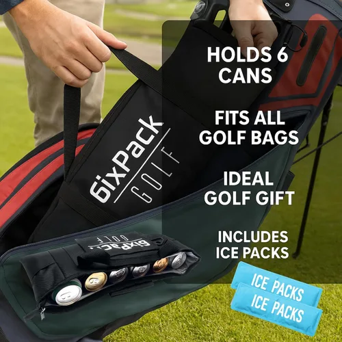 Vista 8 de Bolsa enfriadora de golf más 2 paquetes de hielo, aislamiento de celda cerrada HD que mantiene las bebidas frías durante horas, capacidad para 6
