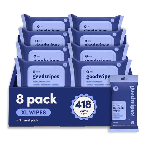 Vista 22 de Goodwipes Toallitas desechables para el trasero - Vitamina E y aloe - Seguras para alcantarillado y fosa séptica - Toallitas húmedas extra grandes