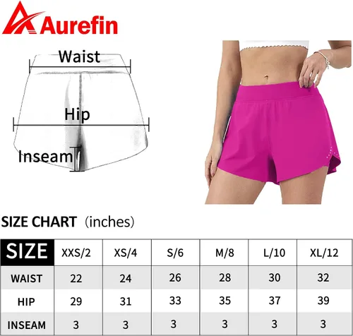 Vista 7 de Aurefin Pantalones cortos de correr 2 en 1 para mujer, pantalones cortos deportivos de cintura alta para mujer, ligeros, para entrenamiento, yoga