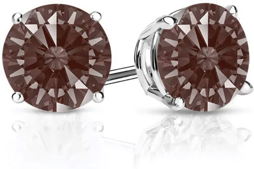 Vista 76 de Gem Stone King Aretes de plata de ley 925 con piedra natal redonda de 0.276 in para mujer