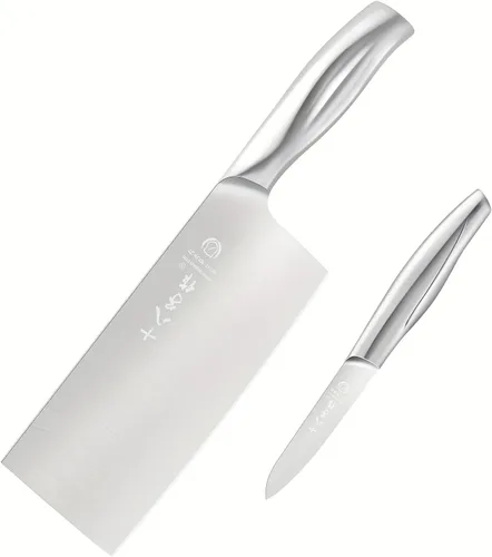 Vista 16 de SHI BA ZI ZUO Juego de cuchillos de cocina de 2 piezas, cuchillo Santoku y cuchillo de pelar, cuchillo de chef japonés con revestimiento de Ti