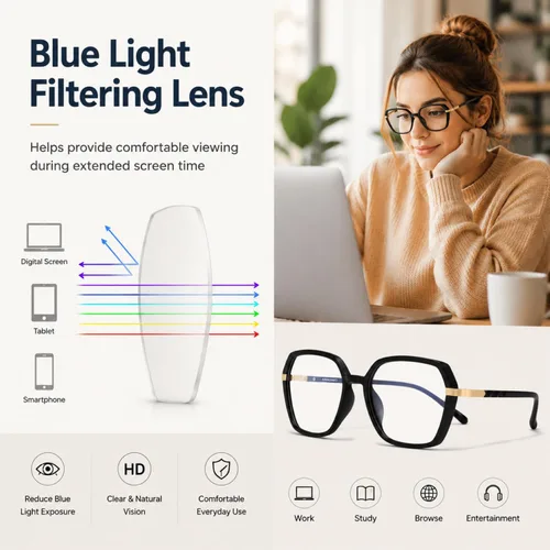 Vista 3 de ROCKNIGHT Stylish Blue Light Glasses Computer Glasses for Women & Men Fashion Blue Light Glasses Designed for Computer, Laptop & Phone Use