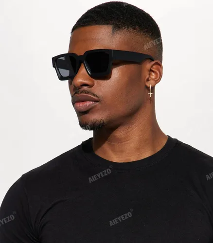Vista 15 de AIEYEZO Gafas de sol cuadradas para mujeres y hombres, gafas de sol cuadradas con montura gruesa, estilo de diseñador simple