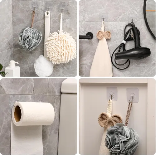 Vista 5 de Paquete de 30 ganchos autoadhesivos resistentes de 13 libras (máx.) para colgar en la pared, impermeables, a prueba de aceite, para baño, ducha