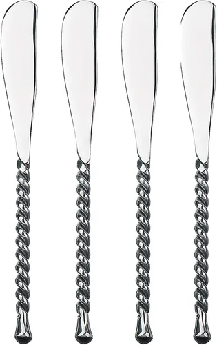 Vista 8 de Gourmet Settings - Juego de cubiertos de anfitriona de 5 piezas - Colección Silver Tear - Juego de cubiertos de metal pulido - Utensilios de cocina