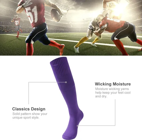 Vista 4 de Three street - Calcetines de fútbol, béisbol, sóftbol, unisex, hasta la rodilla, de compresión, de tubo deportivo, de compresión, 2-10 pares