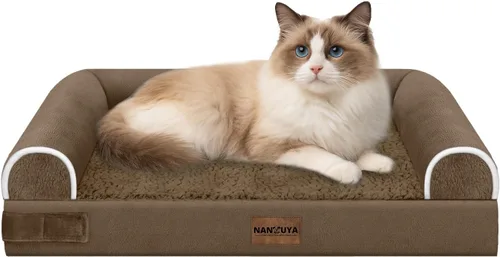 Vista 66 de NANUYA - Cama ortopédica para perros de tamaño mediano/grande, lavable: Camas con almohada para perros de tamaño mediano/grande, sofá de espuma