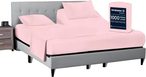 Vista 22 de SGI bedding Sábana Queen de 28" con Parte Superior Dividida Flex Head, 100% Algodón Egipcio, Cuenta de Hilos 1000, Sábana Superior Flex para Cama