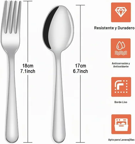 Vista 2 de Unokit Juego de cubiertos de 24 cucharas y tenedores – Tenedores y cucharas de acero inoxidable de grado alimenticio para el hogar, cocina