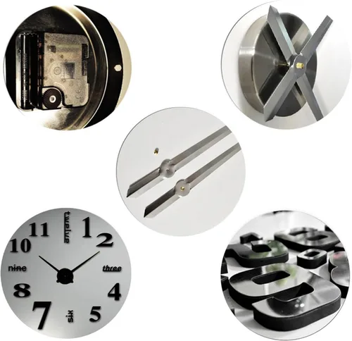 Vista 6 de Reloj de pared grande, decoración moderna de pared, reloj de pared 3D sin marco, reloj de pared para relojes, horas, decoración de la casa para sala