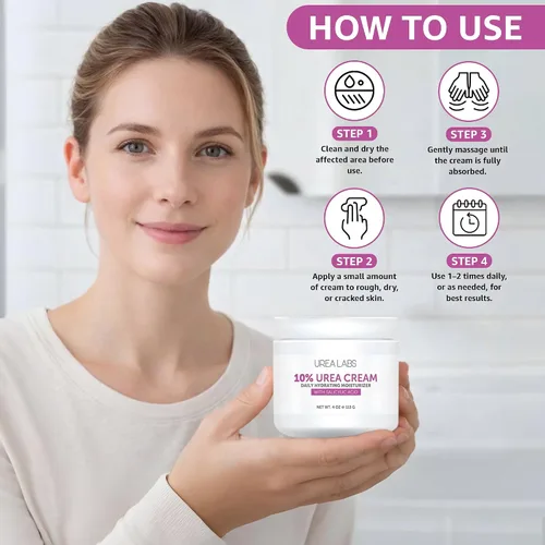 Vista 4 de Crema 10% de urea con aloe vera, aceite de jojoba y ácido salicílico, 5.1 fl oz hidratante para manos, pies, cara y cuerpo secas y agrietadas