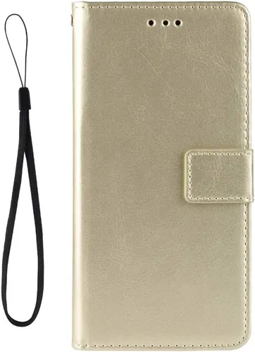 Vista 2 de Funda para Asus ZenFone 8, funda de cuero con tapa para Asus ZenFone 8 ZS590KS Case Gold Oro
