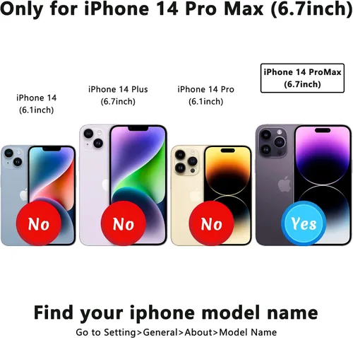Vista 2 de Funda magnética tipo cartera con tapa para iPhone 14Pro Max de 6.7 pulgadas, compatible con MagSafe, soporte de cuero con soporte para tarjetas