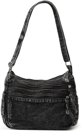 Vista 9 de Bolso de hombro grande retro para mujer de lona de denim, bolso cruzado de denim, bolso ligero informal, bolso de mano con asa superior