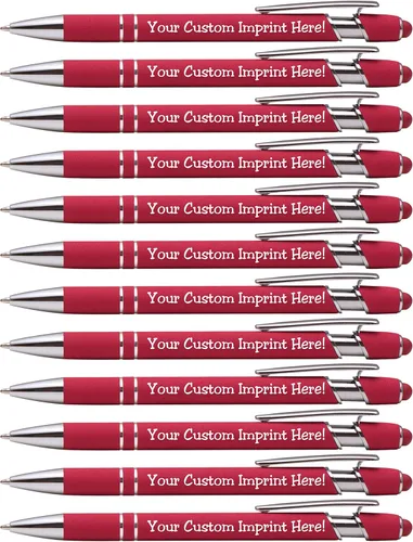Vista 10 de ExpressDesigns™ - Bolígrafos personalizados premium con lápiz óptico Ráfaga de color Bolígrafos personalizados con nombre impreso de metal suave