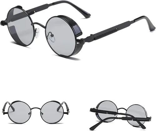 Vista 3 de 2 Pares, De Los Hombres De Las Mujeres Gafas De Sol Lindo Steampunk Redonda UV400 Gafas De Mujeres Y Hombres, talla única