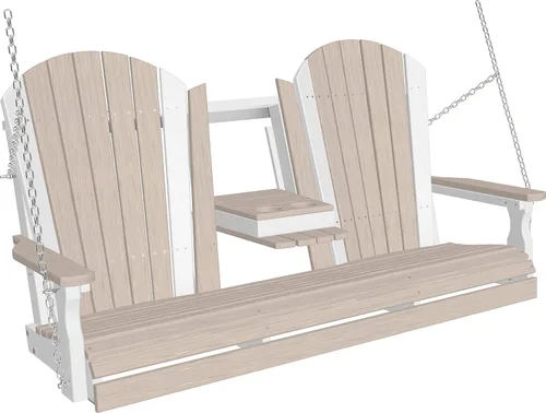 Vista 21 de LuxCraft Adirondack - Columpio colgante para porche delantero de 5 pies con consola abatible, asientos hasta 3, banco de columpio de patio al aire