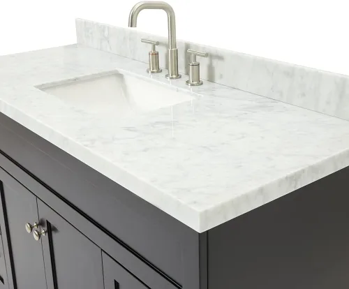 Vista 12 de ARIEL Hamlet - Mueble de baño de 54 pulgadas con fregadero, madera maciza, encimera de mármol italiano de Carrara de 1.5 pulgadas, fregadero