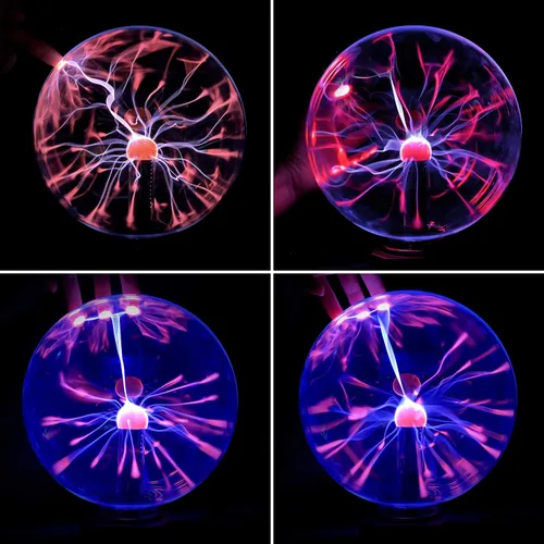 Vista 4 de Gresus Lámpara de bola de plasma mágica enchufable de 8 pulgadas, lámpara de plasma interactiva sensible al tacto y al sonido, globo de esfera