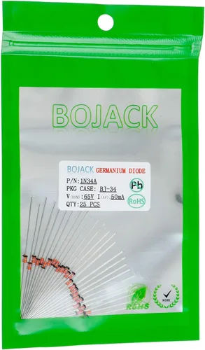 Vista 2 de BOJACK Diodo de germanio 1N34A 50 mA 65V axial 1N34A 50 milimap 65 voltios Diodos electrónicos (paquete de 25)