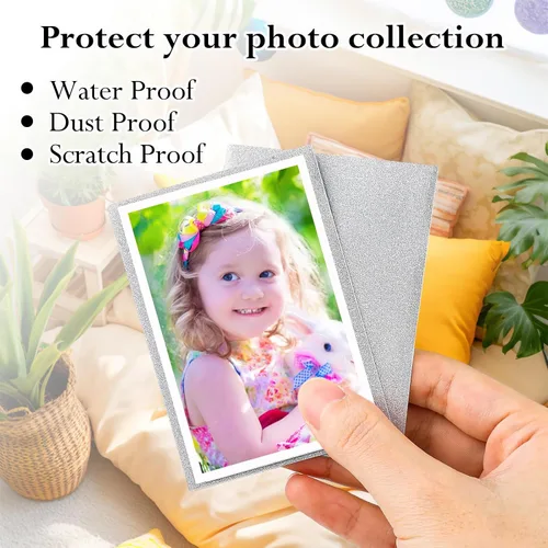 Vista 3 de Amabro 100 fundas para tarjetas, fundas protectoras para tarjetas de intercambio de Penny Sleeves Bling Silver Trading Card Sleeve Transparente
