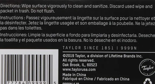 Vista 4 de Taylor Toallitas HACCP para servicio de alimentos (100 toallitas individuales), color blanco