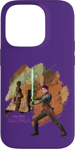Vista 16 de iPhone 11 Star Wars Ahsoka Part Two Sabine Wren Mural y estuche de sable de luz