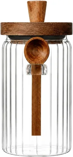 Vista 13 de ANSQU Tarro de vidrio con cuchara, tarro de café de 13.5 oz