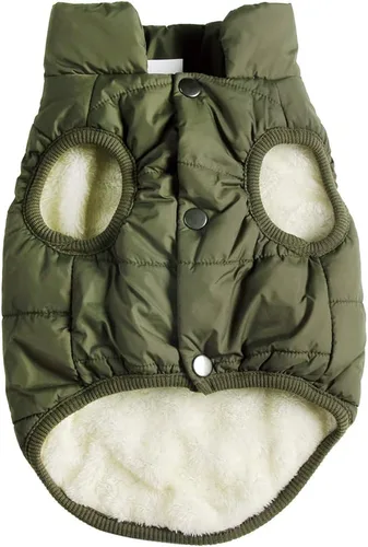 Vista 13 de JoyDaog Chaqueta cálida con forro polar de 2 capas para cachorros en invierno y clima frío, abrigo suave y resistente al viento para perros Azul