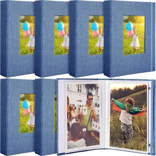 Vista 8 de Gersoniel - Álbum de fotos de 4 x 6 pulgadas, pequeño álbum de fotos de lino con ventana frontal, cada uno con capacidad para 52 fotos para familia