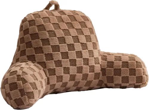 Vista 12 de Aimuan Almohada de Lectura a Cuadros Reposaespaldas de Cuña para Cama Almohada a Cuadros con Brazos Soporte para la Espalda para Sentarse en la Cama