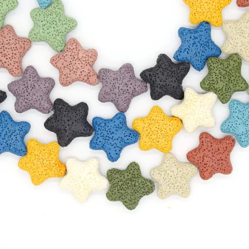 Vista 3 de Cuentas de lava de estrella perlas difusoras de roca de lava multicolor natural – 0.866 in, 1.063 in, 1.654 in disponibles