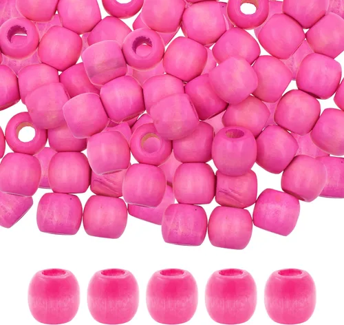 Vista 12 de Mandala Crafts 200 cuentas africanas de madera de barril de agujero grande para macramé Dreadlock Braiding Hair Beads, Painted Drum Wood Loose