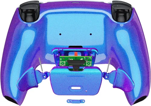 Vista 7 de eXtremeRate Chameleon Purple Blue - Kit de reasignación programable Rise 20 para controlador PS5 tablero de actualización y carcasa trasera