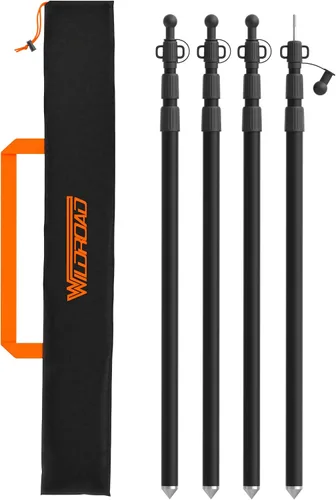 Vista 9 de WILDROAD Bastones de lona para tienda de campaña de 7.7 pies, postes telescópicos de aluminio con parte inferior de cono de aluminio antideslizante