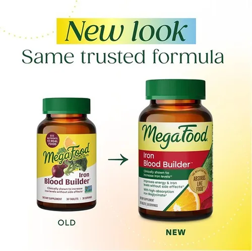Vista 2 de MegaFood Suplemento de hierro constructor de sangre, apoyo energético