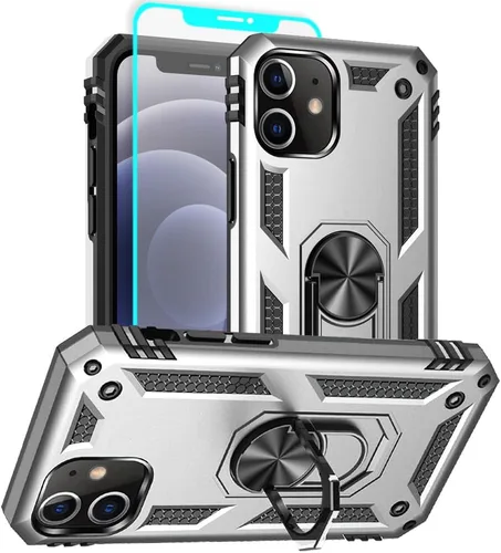 Vista 17 de Funda para iPhone 12/12 Pro, grado militar, anillo a prueba de golpes, verde militar
