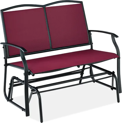 Vista 12 de Best Choice Products Columpio Deslizante de Patio Exterior para 2 Personas, Banco Loveseat Mecedor de Acero para Terraza, Porche con Tela Textilene