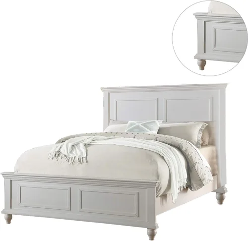 Vista 4 de Cama de madera blanca tamaño queen