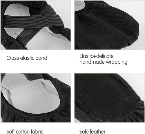 Vista 4 de Zapatos de ballet para mujeres y niñas, zapatos de ballet para mujer, zapatos de baile de lona, zapatos tipo ballet zapatos de yoga.