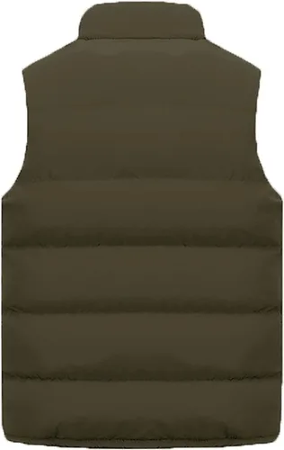 Vista 72 de WENKOMG1 Chaleco con capucha con doble cremallera para hombre, abrigo de color sólido, abrigo cálido y grueso, sin mangas, chaqueta suelta