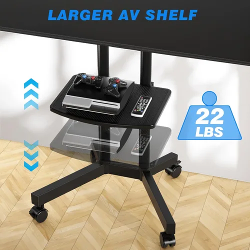 Vista 12 de Rfiver Soporte de TV rodante con estante para laptop, soporte de TV móvil con ruedas mejoradas para televisores de 32 a 75 pulgadas, carrito de TV
