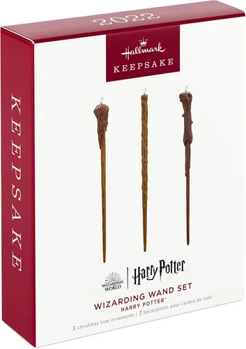 Vista 3 de Hallmark Keepsake Adorno de Navidad 2022, varitas mágicas de Harry Potter, juego de 3