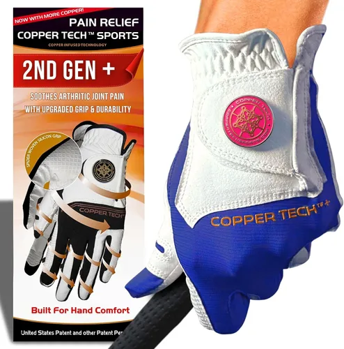 Vista 24 de Copper Tech Plus Ladies Golf Gloves Women (2nd Gen) Copper Compression Joint Support with Flexible & Comfortable Fit Tacky Silicone Pad