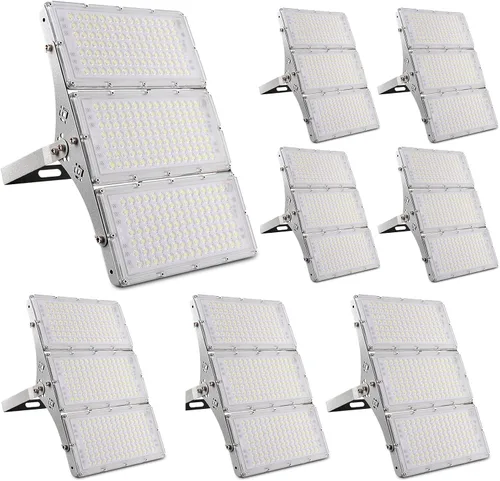 Vista 10 de papasbox Luz de inundación LED de 100 W para exteriores, luces de seguridad para exteriores de 8000 lúmenes, luces LED blancas cálidas de 3000 K