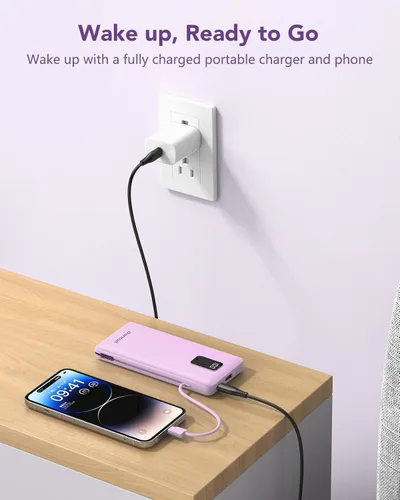 Vista 6 de Charmast - Cargador portátil con batería de 10000 mAh Púrpura