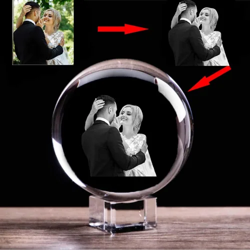 Vista 3 de Bola de fotos de cristal personalizada, bola de cristal con foto personalizada, accesorios de decoración del hogar, esfera de cristal para fotos