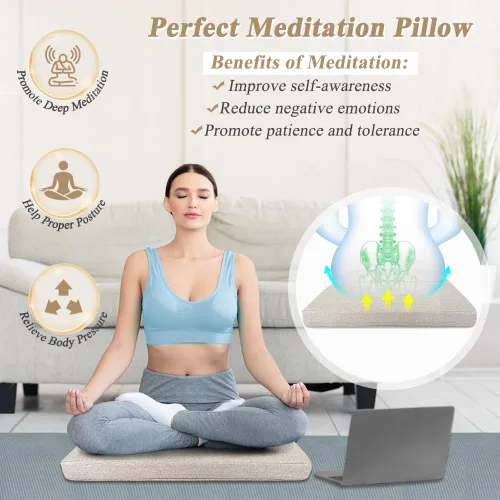 Vista 2 de Cojín de suelo de meditación para yoga para adultos, almohadas cuadradas para sentarse, cojín grande de meditación, almohadas de yoga para sentarse